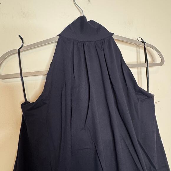 Susana Monaco Sleeveless Tie Neck Flare Top Midnight XS NWT Mockneck Stretchy - Picture 3 of 8